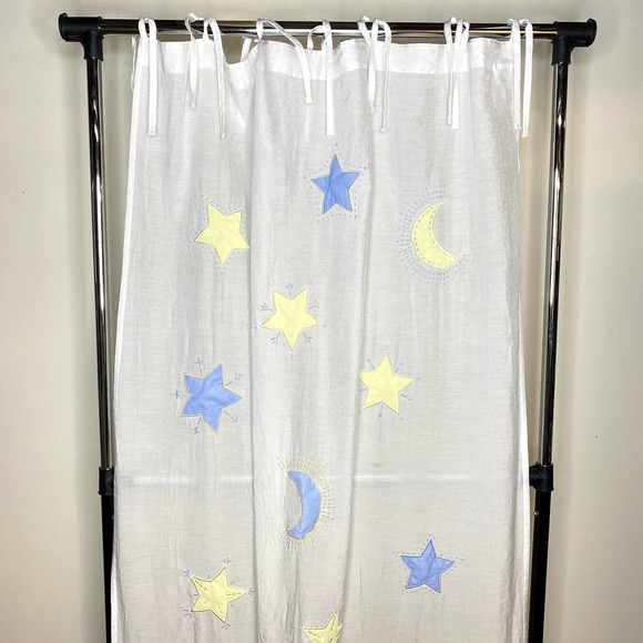 Starry Night White Curtain with Blue and Yellow Accents - Picture 1 of 6